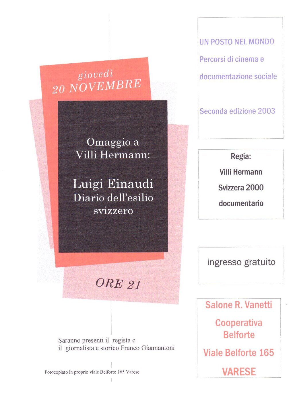 diario dell'esilio svizzero Luigi Einaudi