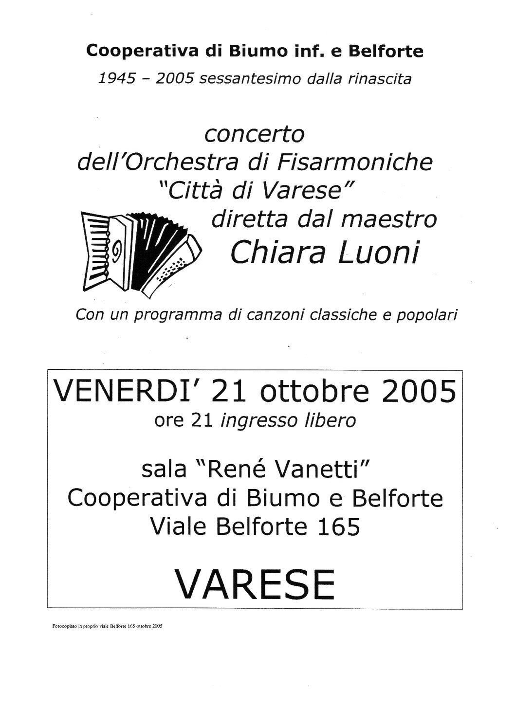 concerto  dell'orchestra di fisarmoniche città di varese