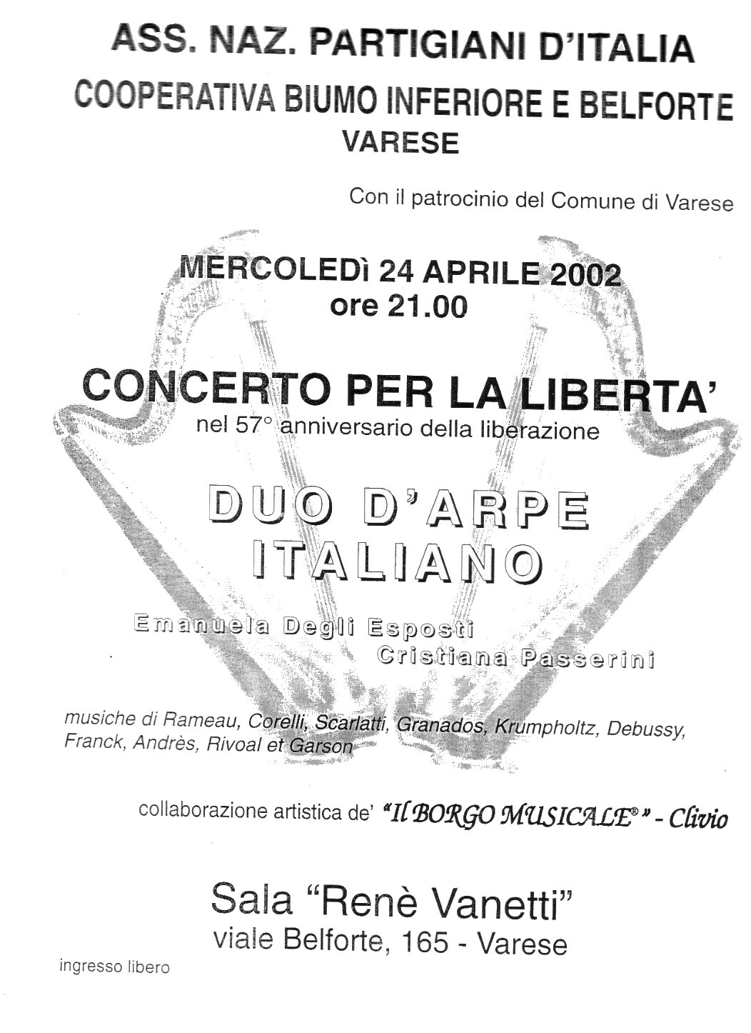 commemorazione 25 aprile Concerto per la Libertà
