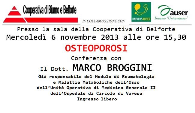 l'oeteoporosi rellatore Dr. Marco Broggini reumatologia e malattie metaboliche dell'osso
