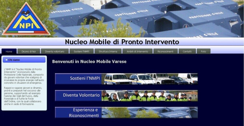 pagina sito Nucleo Mobile Di Pronto Intervento