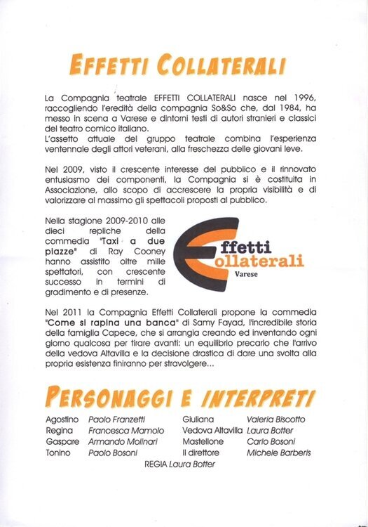 Rassegna teatrale Rasciloria con la compagnia "Effetti Collaterali"