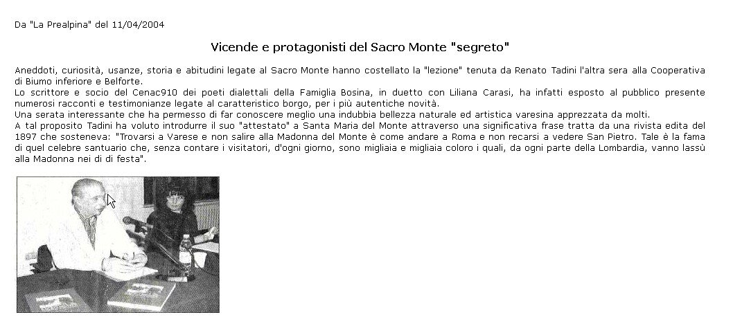conferenza  sul sacro monte segreto