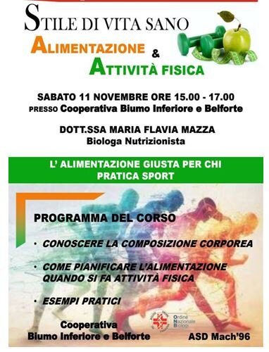 conferenza-corso-con-Dottoressa-Maria-Flavia-Mazzaalimentazione  & attivita fisica