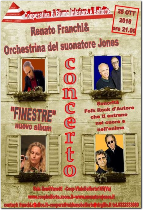 Renato Franchi & orchestrina del suonatore jones concerto promozione nuovo cd "Finestre"